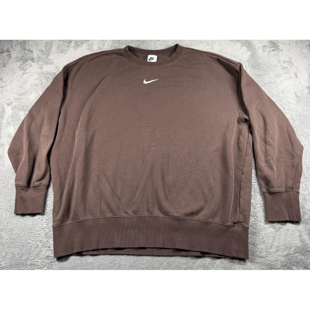 Vtg Nike Center Swoosh Crewneck Sweatshirt Men's L Brown Faded Pullover